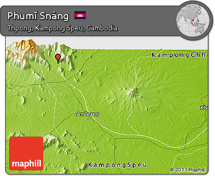Physical 3D Map of Phumĭ Snâng