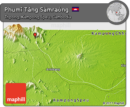 Physical 3D Map of Phumĭ Tăng Sâmraông