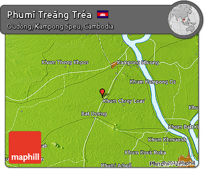 Physical 3D Map of Phumĭ Treăng Tréa