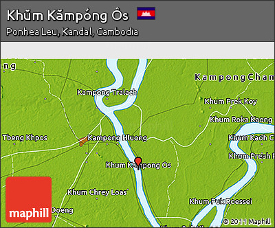 Physical 3D Map of Khŭm Kămpóng Ôs