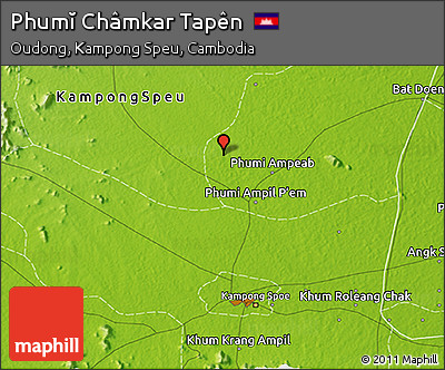 Physical 3D Map of Phumĭ Châmkar Tapên