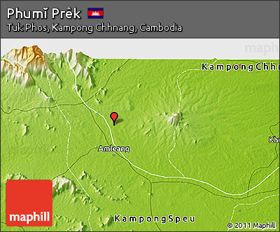 Physical 3D Map of Phumĭ Prêk