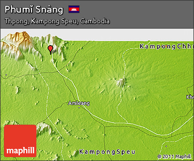 Physical 3D Map of Phumĭ Snâng