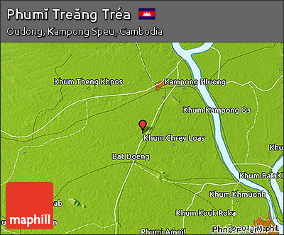 Physical 3D Map of Phumĭ Treăng Tréa