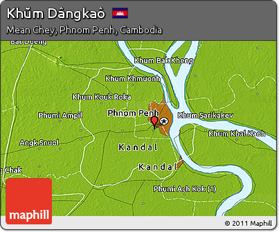 Physical 3D Map of Khŭm Dângkaô