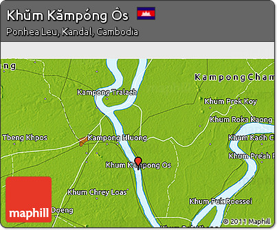 Physical 3D Map of Khŭm Kămpóng Ôs