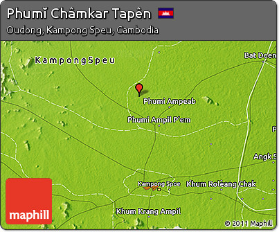 Physical 3D Map of Phumĭ Châmkar Tapên