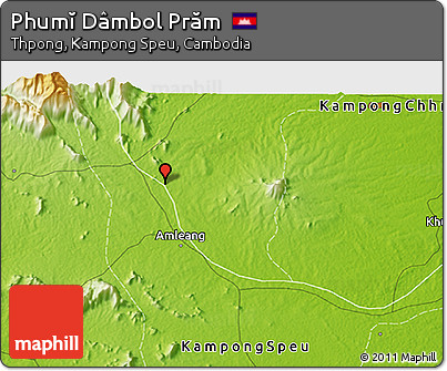 Physical 3D Map of Phumĭ Dâmbol Prăm