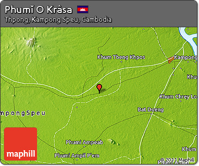 Physical 3D Map of Phumĭ O Krâsa