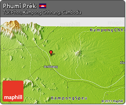 Physical 3D Map of Phumĭ Prêk