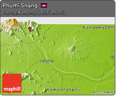 Physical 3D Map of Phumĭ Snâng