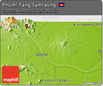 Physical 3D Map of Phumĭ Tăng Sâmraông