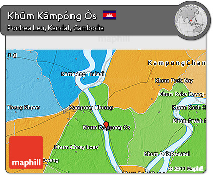 Political 3D Map of Khŭm Kămpóng Ôs
