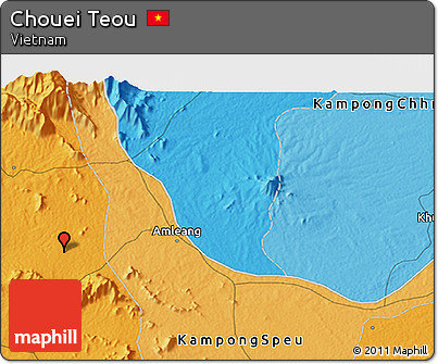Political 3D Map of Chouei Teou