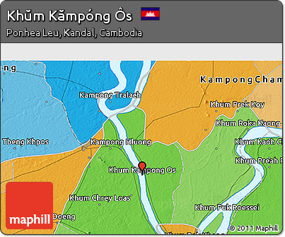 Political 3D Map of Khŭm Kămpóng Ôs