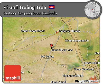Satellite 3D Map of Phumĭ Treăng Tréa