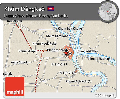 Shaded Relief 3D Map of Khŭm Dângkaô