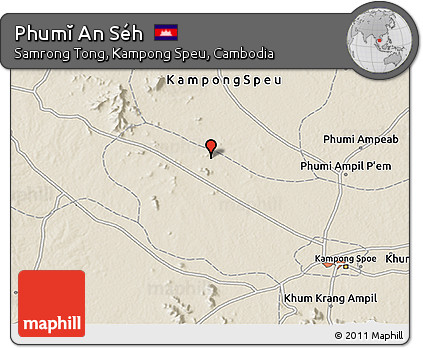 Shaded Relief 3D Map of Phumĭ An Séh