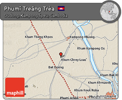 Shaded Relief 3D Map of Phumĭ Treăng Tréa