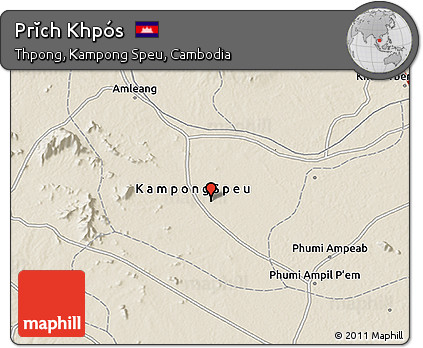 Shaded Relief 3D Map of Prĭch Khpós