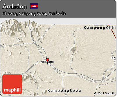 Shaded Relief 3D Map of Âmleăng