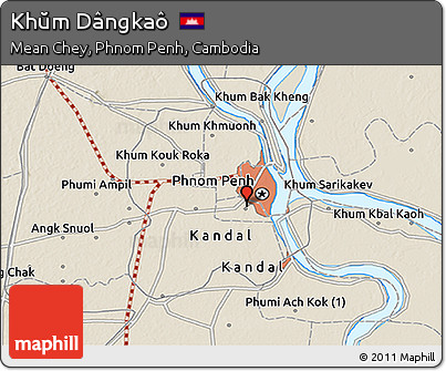 Shaded Relief 3D Map of Khŭm Dângkaô