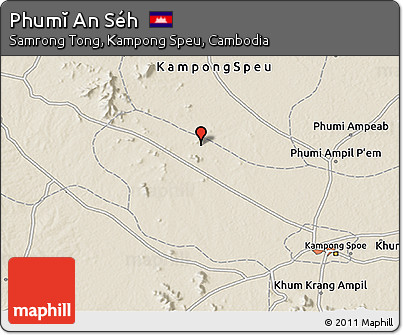 Shaded Relief 3D Map of Phumĭ An Séh