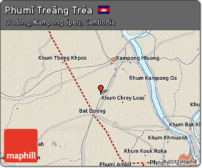 Shaded Relief 3D Map of Phumĭ Treăng Tréa