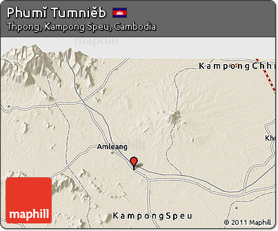 Shaded Relief 3D Map of Phumĭ Tumniĕb