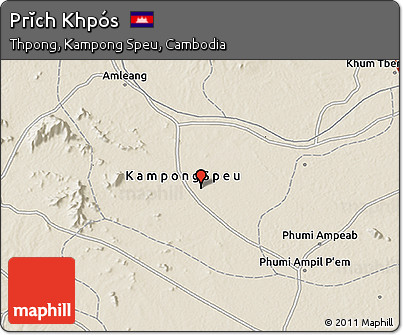 Shaded Relief 3D Map of Prĭch Khpós