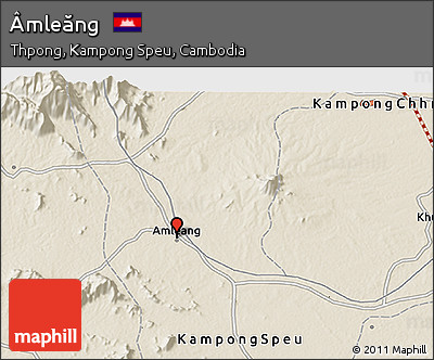 Shaded Relief 3D Map of Âmleăng