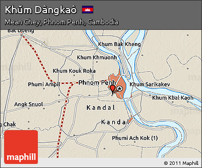 Shaded Relief 3D Map of Khŭm Dângkaô
