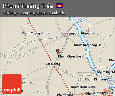 Shaded Relief 3D Map of Phumĭ Treăng Tréa