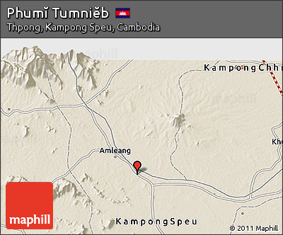 Shaded Relief 3D Map of Phumĭ Tumniĕb