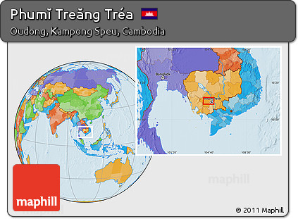 Political Location Map of Phumĭ Treăng Tréa