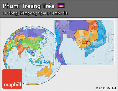 Political Location Map of Phumĭ Treăng Tréa