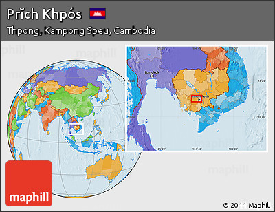 Political Location Map of Prĭch Khpós