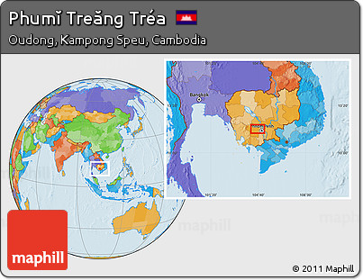 Political Location Map of Phumĭ Treăng Tréa