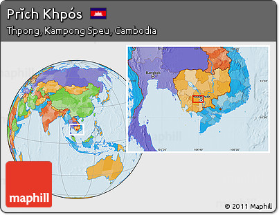 Political Location Map of Prĭch Khpós