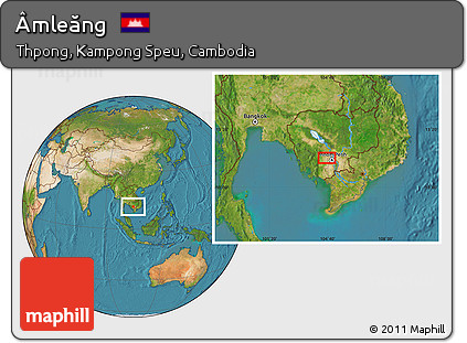 Satellite Location Map of Âmleăng