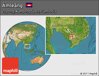 Satellite Location Map of Âmleăng