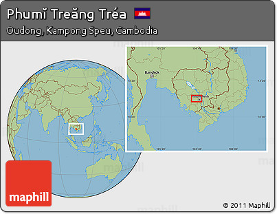 Savanna Style Location Map of Phumĭ Treăng Tréa