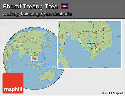 Savanna Style Location Map of Phumĭ Treăng Tréa