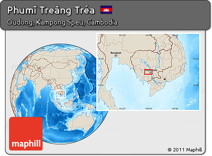 Shaded Relief Location Map of Phumĭ Treăng Tréa