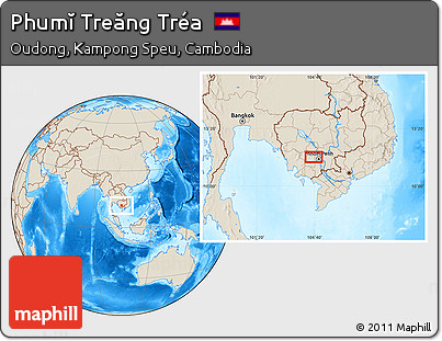 Shaded Relief Location Map of Phumĭ Treăng Tréa