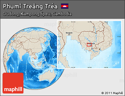 Shaded Relief Location Map of Phumĭ Treăng Tréa