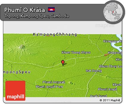 Physical Panoramic Map of Phumĭ O Krâsa