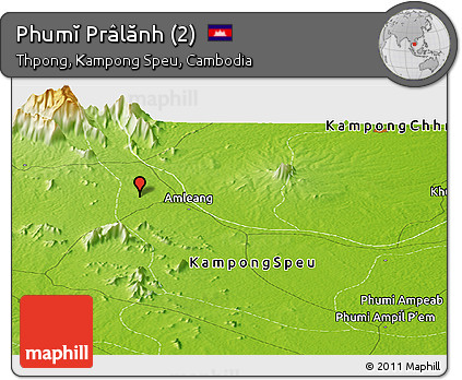 Physical Panoramic Map of Phumĭ Prâlănh (2)