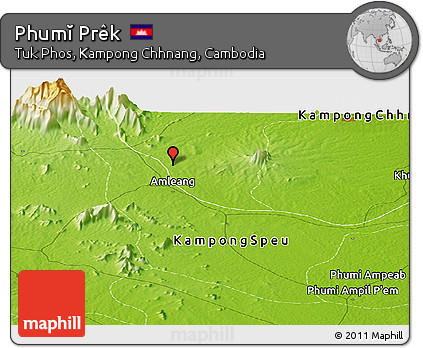 Physical Panoramic Map of Phumĭ Prêk