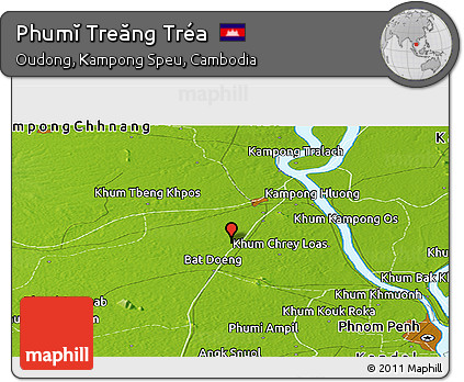 Physical Panoramic Map of Phumĭ Treăng Tréa